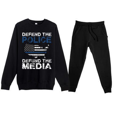 Defend Police Defund The Media American Flag USA Premium Crewneck Sweatsuit Set