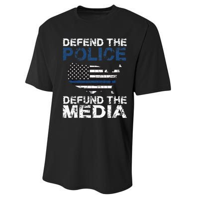 Defend Police Defund The Media American Flag USA Performance Sprint T-Shirt