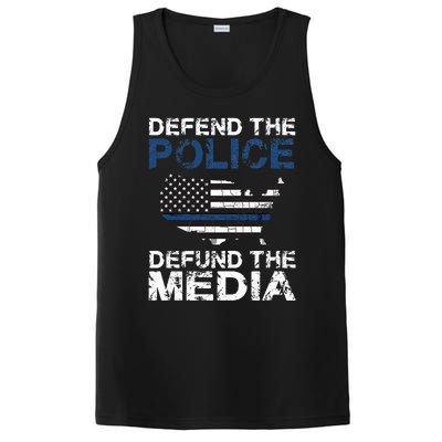 Defend Police Defund The Media American Flag USA PosiCharge Competitor Tank