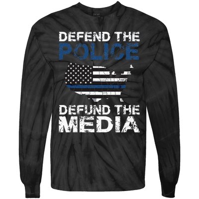 Defend Police Defund The Media American Flag USA Tie-Dye Long Sleeve Shirt