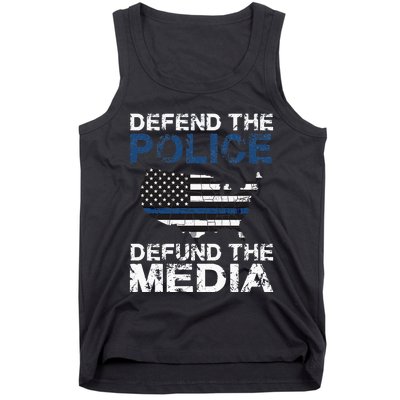 Defend Police Defund The Media American Flag USA Tank Top