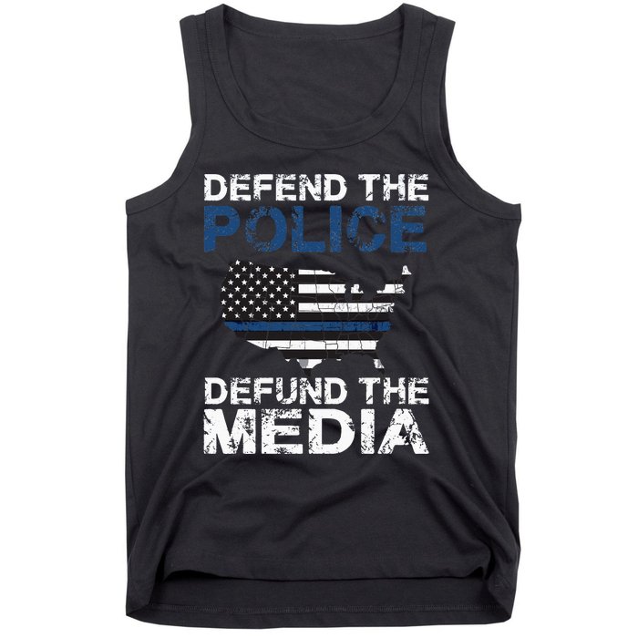 Defend Police Defund The Media American Flag USA Tank Top