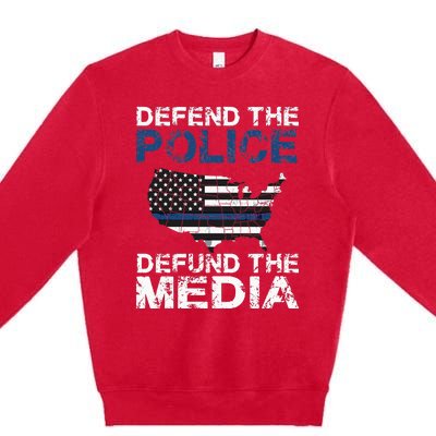 Defend Police Defund The Media American Flag USA Premium Crewneck Sweatshirt