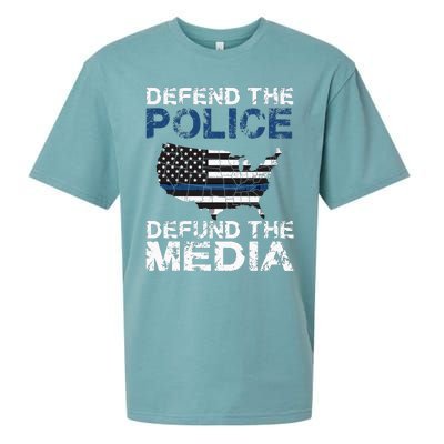 Defend Police Defund The Media American Flag USA Sueded Cloud Jersey T-Shirt