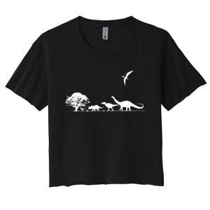 Dinosaurs Prehistoric Dinosaur Kids Or Adults Dino Women's Crop Top Tee