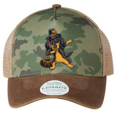 Dabbing Pilgrim Dachshund Pound Cake Thanksgiving Gift Legacy Tie Dye Trucker Hat