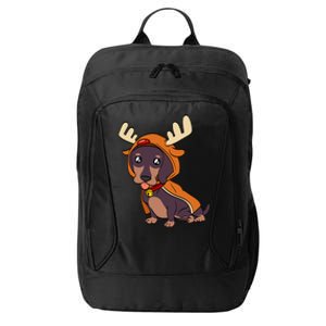 Dachshund Puppy Dressed As Reindeer Dogs Xmas Gift City Backpack