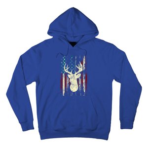 Distressed Patriotic Deer Hunting American Flag Gift Hoodie