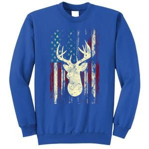 Distressed Patriotic Deer Hunting American Flag Gift Sweatshirt