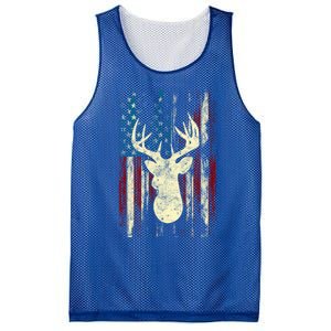 Distressed Patriotic Deer Hunting American Flag Gift Mesh Reversible Basketball Jersey Tank