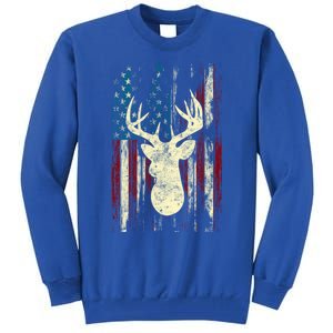 Distressed Patriotic Deer Hunting American Flag Gift Tall Sweatshirt