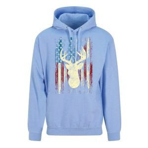 Distressed Patriotic Deer Hunting American Flag Gift Unisex Surf Hoodie