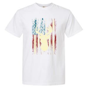 Distressed Patriotic Deer Hunting American Flag Gift Garment-Dyed Heavyweight T-Shirt