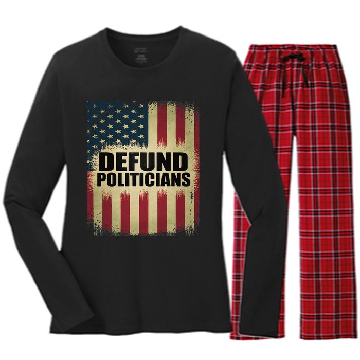 Defund Politicians Defund D.C. Clear The Swamp Women's Long Sleeve Flannel Pajama Set 