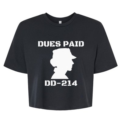 Dues Paid DD214 Female Veterans Day Women Ex Army Soldier Bella+Canvas Jersey Crop Tee