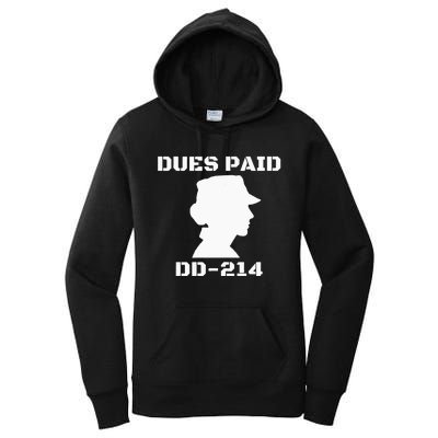 Dues Paid DD214 Female Veterans Day Women Ex Army Soldier Women's Pullover Hoodie