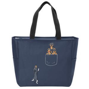 Dachshund Pocket Zip Tote Bag