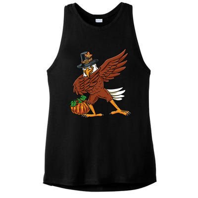 Dabbing Pilgrim Eagle Thanksgiving Funny Gift Ladies PosiCharge Tri-Blend Wicking Tank