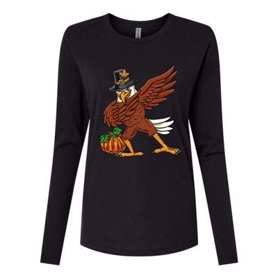 Dabbing Pilgrim Eagle Thanksgiving Funny Gift Womens Cotton Relaxed Long Sleeve T-Shirt