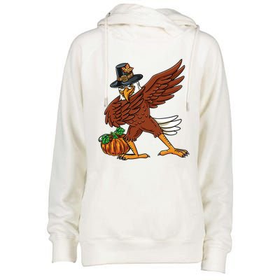 Dabbing Pilgrim Eagle Thanksgiving Funny Gift Womens Funnel Neck Pullover Hood