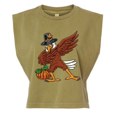 Dabbing Pilgrim Eagle Thanksgiving Funny Gift Garment-Dyed Women's Muscle Tee