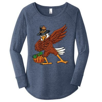 Dabbing Pilgrim Eagle Thanksgiving Funny Gift Women's Perfect Tri Tunic Long Sleeve Shirt