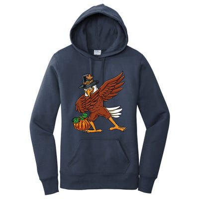 Dabbing Pilgrim Eagle Thanksgiving Funny Gift Women's Pullover Hoodie