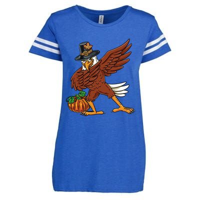 Dabbing Pilgrim Eagle Thanksgiving Funny Gift Enza Ladies Jersey Football T-Shirt