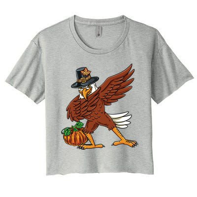 Dabbing Pilgrim Eagle Thanksgiving Funny Gift Women's Crop Top Tee