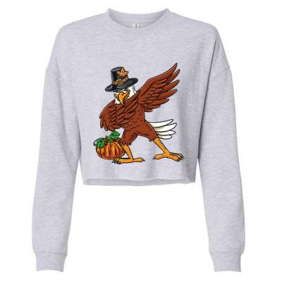 Dabbing Pilgrim Eagle Thanksgiving Funny Gift Cropped Pullover Crew