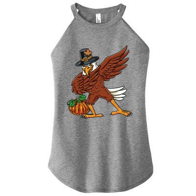 Dabbing Pilgrim Eagle Thanksgiving Funny Gift Women's Perfect Tri Rocker Tank