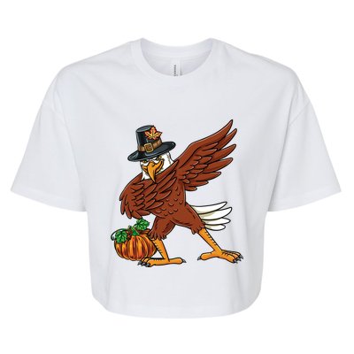 Dabbing Pilgrim Eagle Thanksgiving Funny Gift Bella+Canvas Jersey Crop Tee