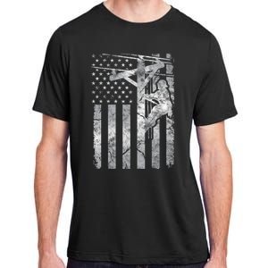 Distressed Patriotic Electric Cable Line American Flag Great Gift Adult ChromaSoft Performance T-Shirt