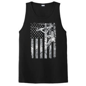 Distressed Patriotic Electric Cable Line American Flag Great Gift PosiCharge Competitor Tank