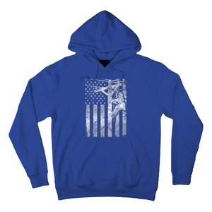 Distressed Patriotic Electric Cable Line American Flag Great Gift Hoodie