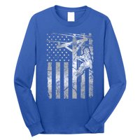 Distressed Patriotic Electric Cable Line American Flag Great Gift Long Sleeve Shirt