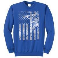 Distressed Patriotic Electric Cable Line American Flag Great Gift Sweatshirt