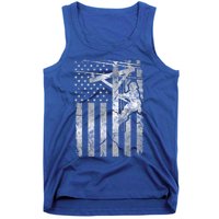 Distressed Patriotic Electric Cable Line American Flag Great Gift Tank Top