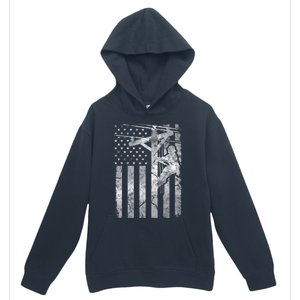 Distressed Patriotic Electric Cable Line American Flag Great Gift Urban Pullover Hoodie