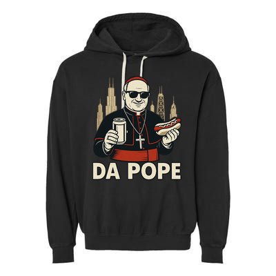 Da Pope From America Chicago Pope Leo XIV Garment-Dyed Fleece Hoodie