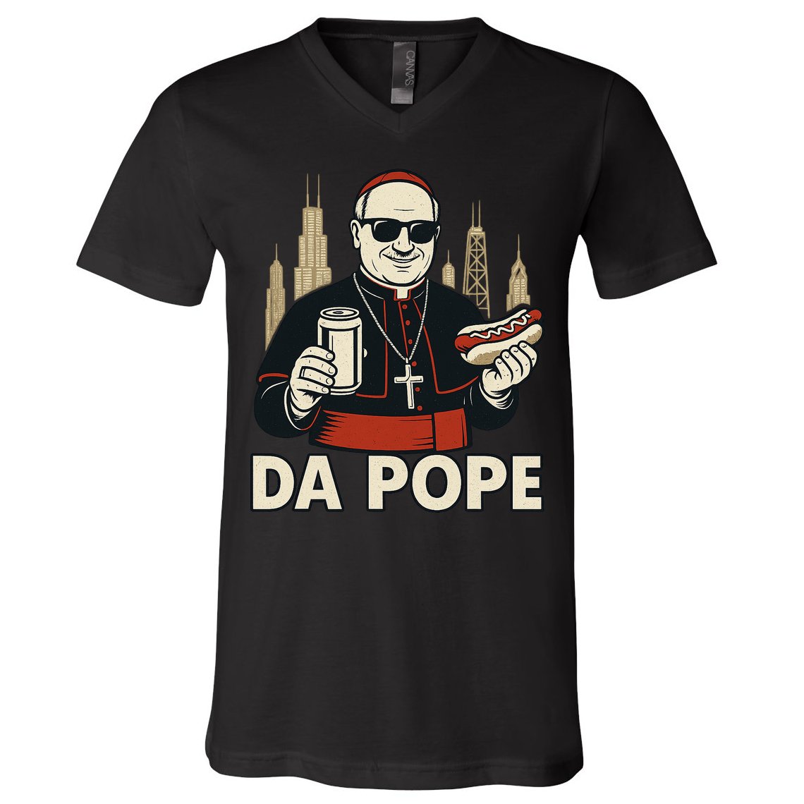 Da Pope From America Chicago Pope Leo XIV V-Neck T-Shirt