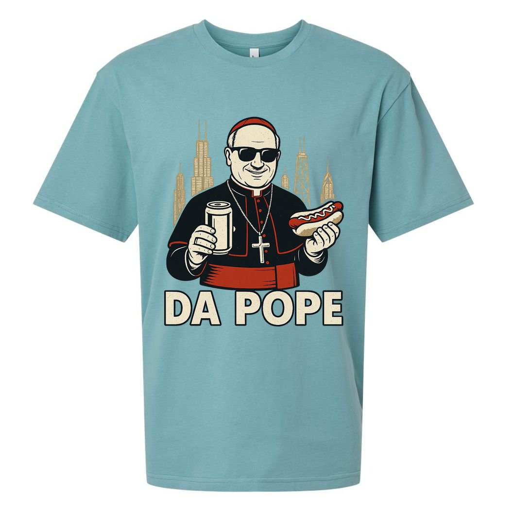 Da Pope From America Chicago Pope Leo XIV Sueded Cloud Jersey T-Shirt