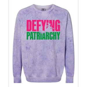 Defying Patriarchy Funny Feminist Witch Design Colorblast Crewneck Sweatshirt