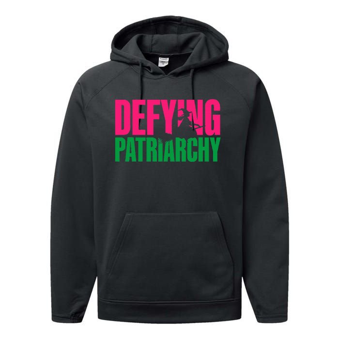 Defying Patriarchy Funny Feminist Witch Design Performance Fleece Hoodie