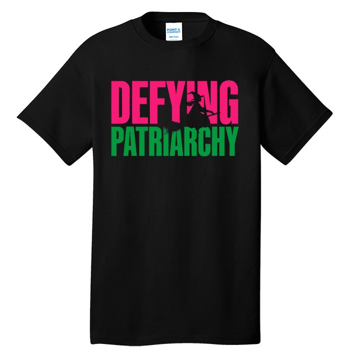 Defying Patriarchy Funny Feminist Witch Design Tall T-Shirt