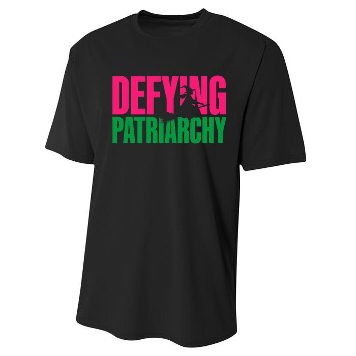 Defying Patriarchy Funny Feminist Witch Design Performance Sprint T-Shirt