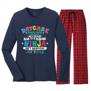 Daycare Provider Funny Ninja Teacher Appreciation Wo Women's Long Sleeve Flannel Pajama Set 