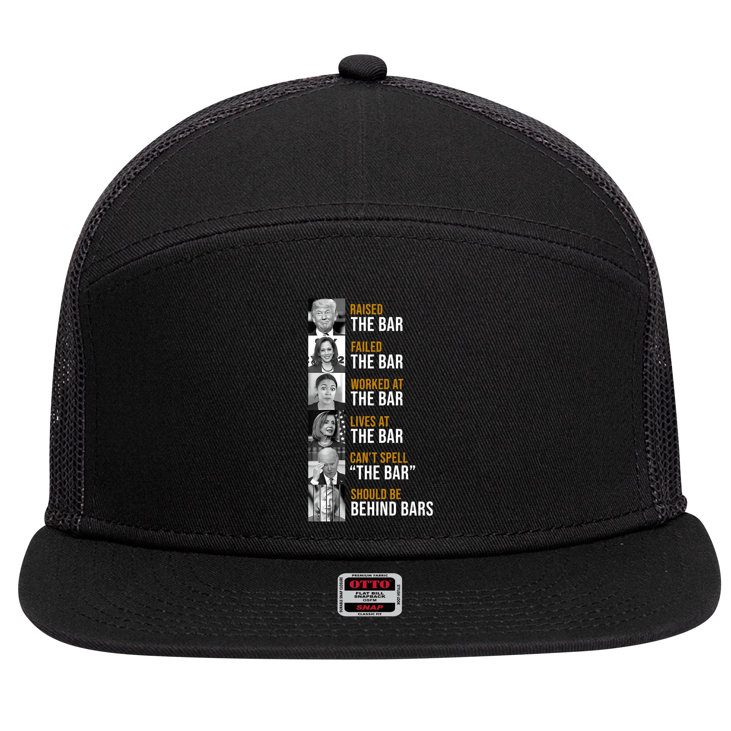 Democrat Party Funny Political Behind Bars 7 Panel Mesh Trucker Snapback Hat