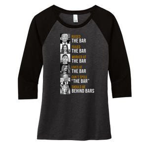 Democrat Party Funny Political Behind Bars Women's Tri-Blend 3/4-Sleeve Raglan Shirt