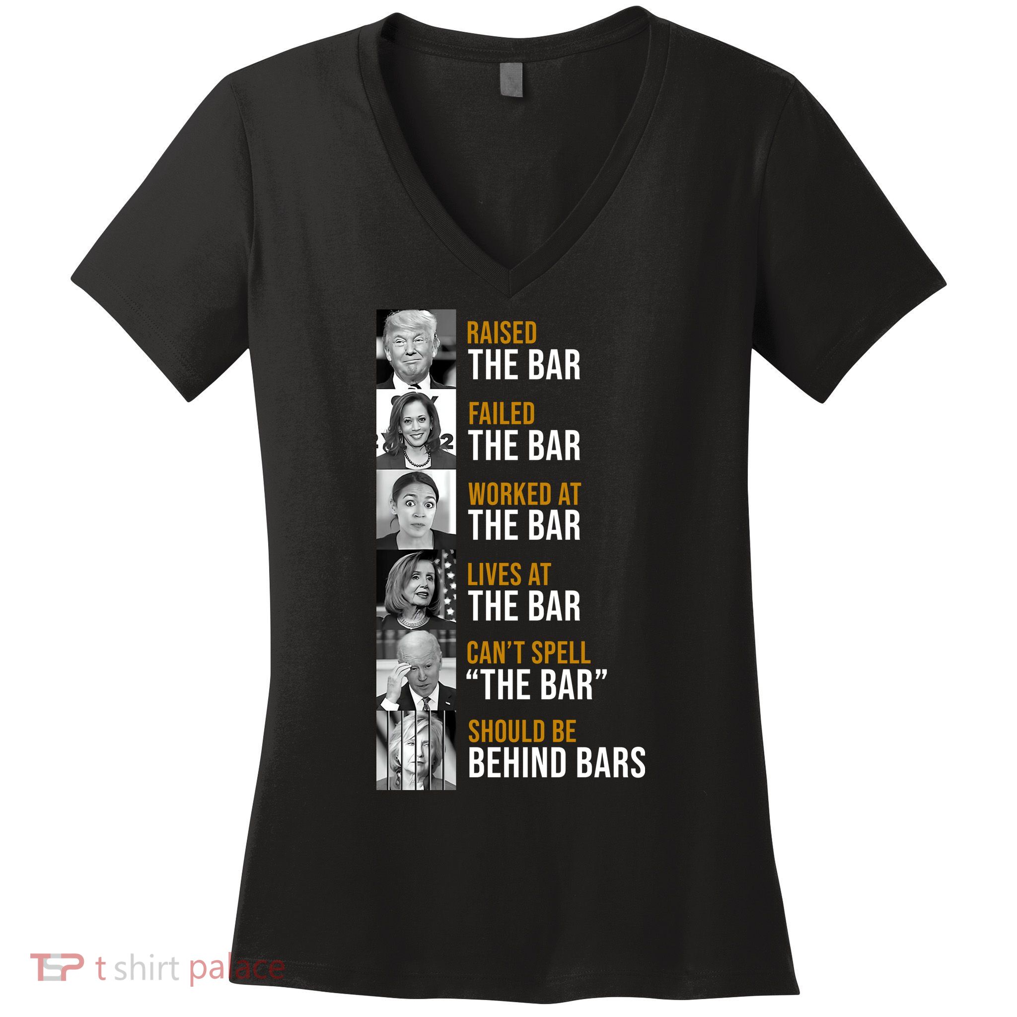 Democrat Party Funny Political Behind Bars Women's V-Neck T-Shirt